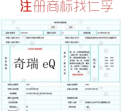 車界的奔馳”EQ“商標(biāo)對“奇瑞 eQ